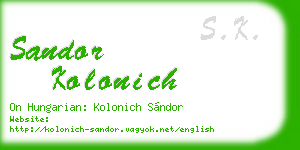 sandor kolonich business card